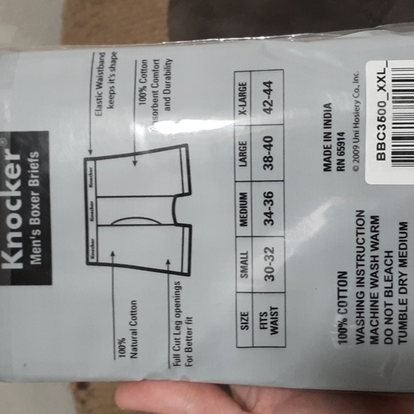 NWT Knocker 2-Pack Men's Cotton Boxer Briefs, Size 2XL (46-48) - Picture 7 of 7